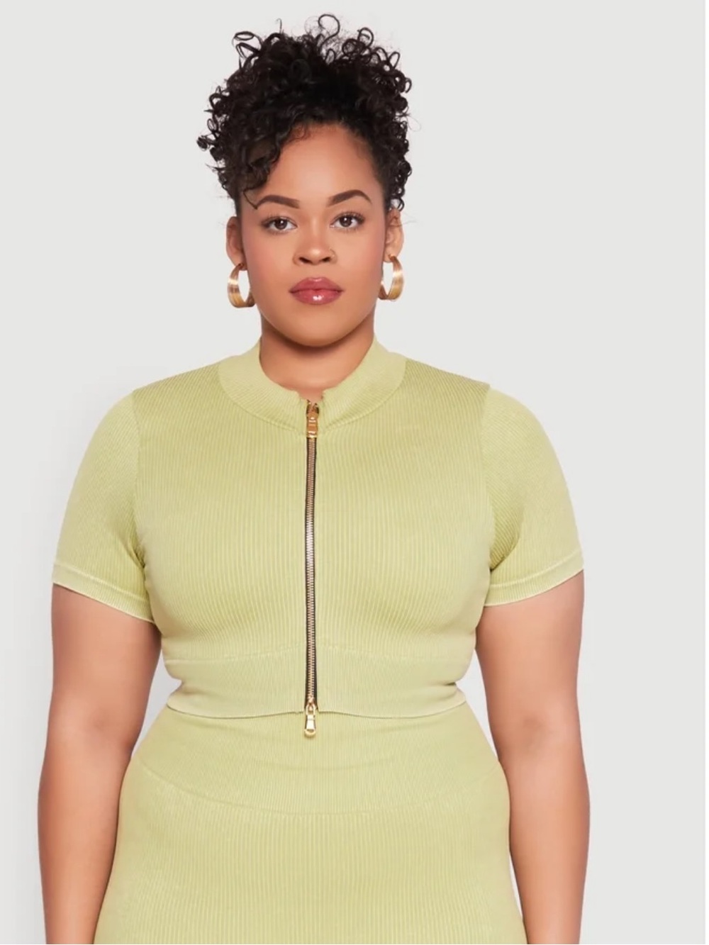 Daisy Mineral Wash Seamless Zip Front Top